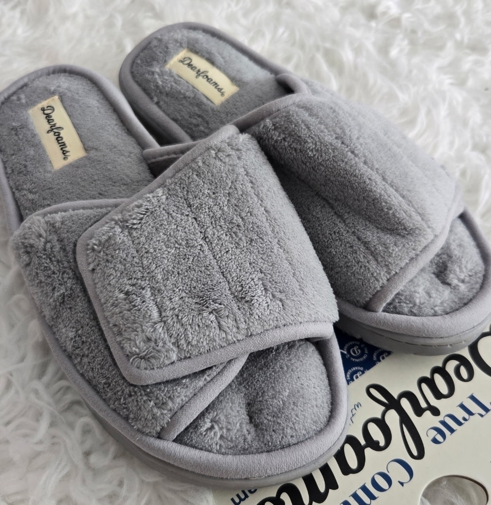 Dearfoams Women's Mickey Terry Adjustable Slide House Slipper. colorsleet. - Picture 4 of 7